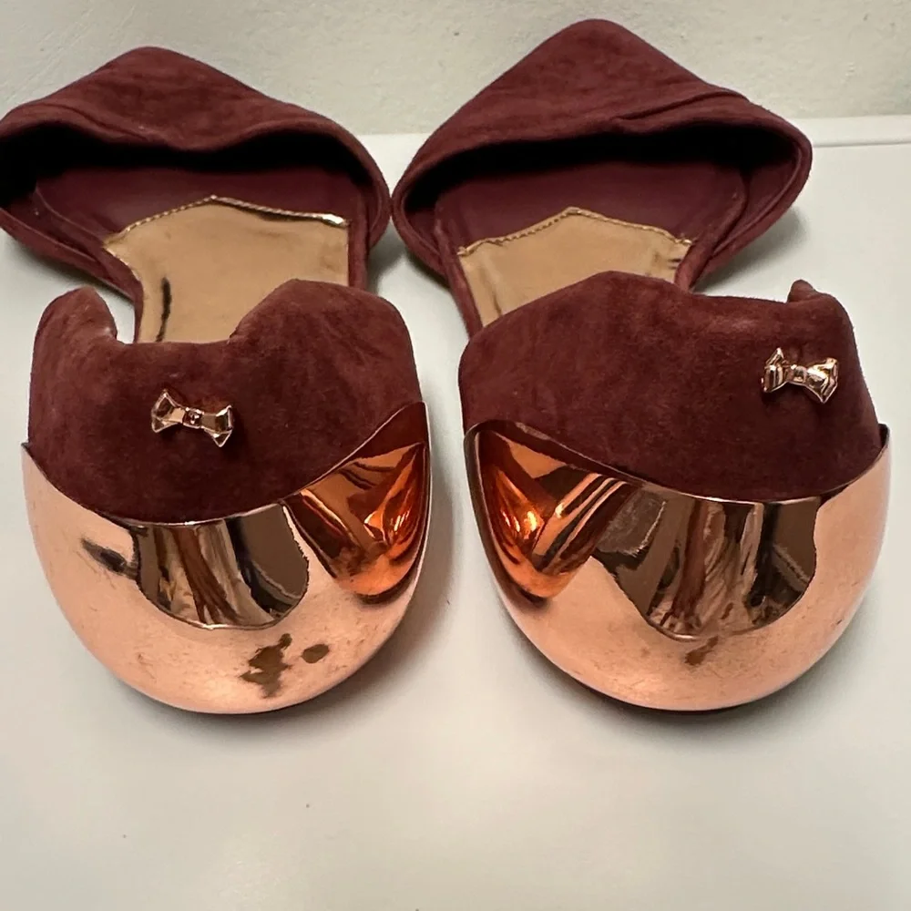 Ted Baker London Burgundy Flats, very comfortable flats. Pre-Owned, Size : 8 - Picture 6 of 10